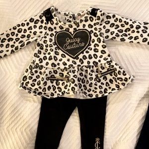Juicy Couture leopard print shirt and pants set